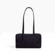Black nylon bowler bag with top handles and zip closure