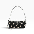 Baggu black nylon loaf bag with cream polka dots and top handle