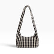 Black-and-cream gingham nylon hobo bag with wide handles