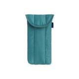 Baggu puffy glasses case in peacock blue with quilted top flap and vertical seams