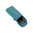 Baggu puffy glasses case, peacock blue with button snap and stitched oval emblem