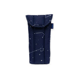 The Baggu Glasses Sleeve - Constellation Midnight is a dark blue padded pouch made from eco-friendly, recycled nylon, featuring a white star and constellation design.