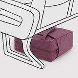 Plum folded carry-on tote bag with zipper top and structured front panel