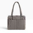 Baggu small carry-on tote bag in black-and-cream gingham, top handles
