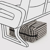 Baggu small carry-on bag in black-and-cream gingham, folded top and strap detail
