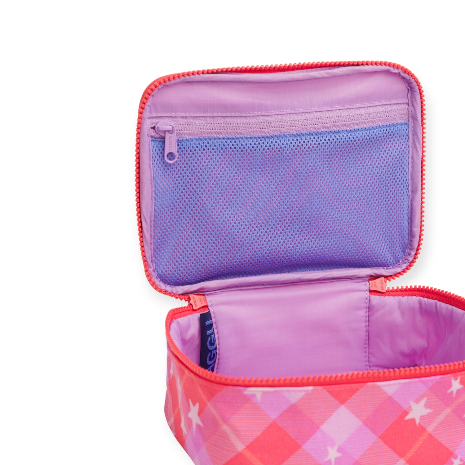 Baggu Small Cosmetic Case - Pink Star Plaid