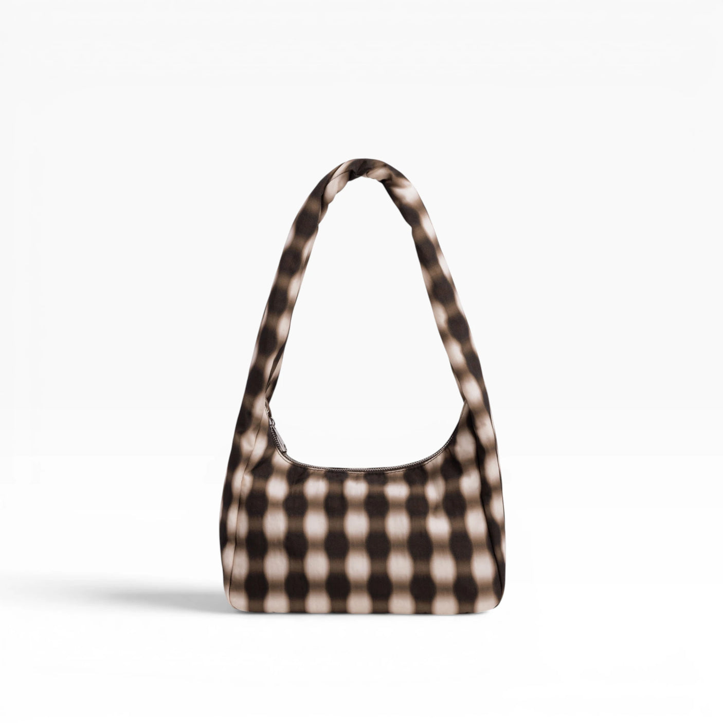 Baggu Small Nylon Meringue Bag - Blurred Gingham Brown