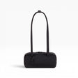 Baggu small bowler bag in black with two top handles and zip closure.