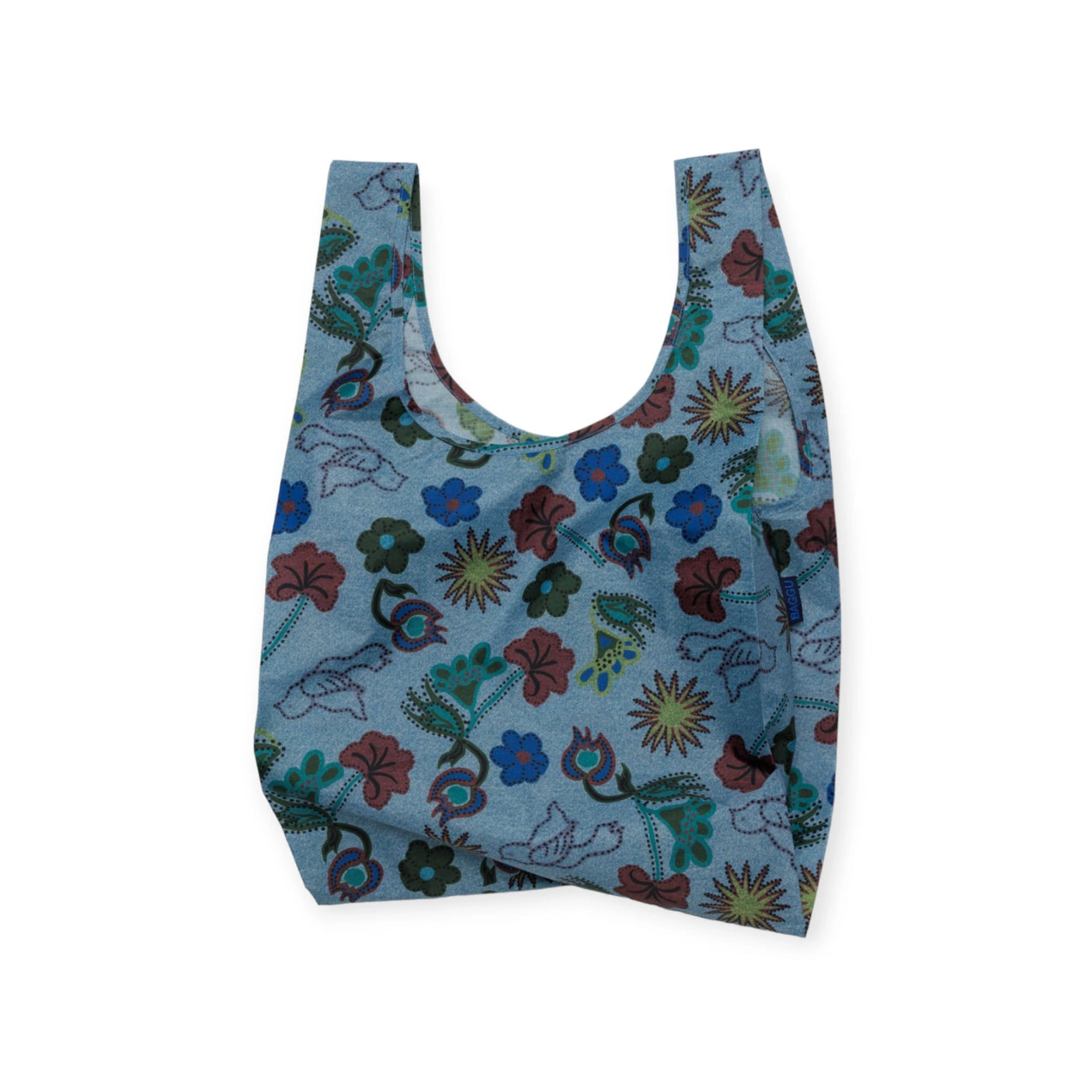 Baggu Standard Reusable Bag Digital Denim Birds Blink Box