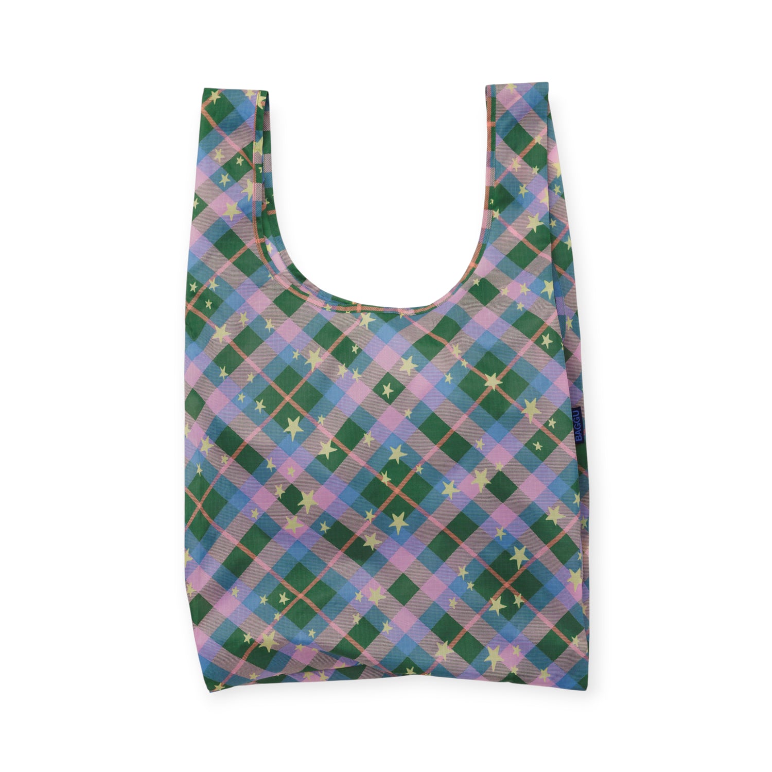 Standard Baggu Bag - Green Star Plaid