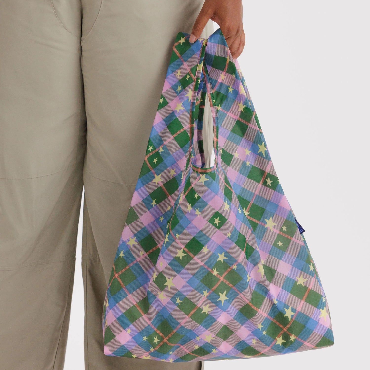 Standard Baggu Bag - Green Star Plaid