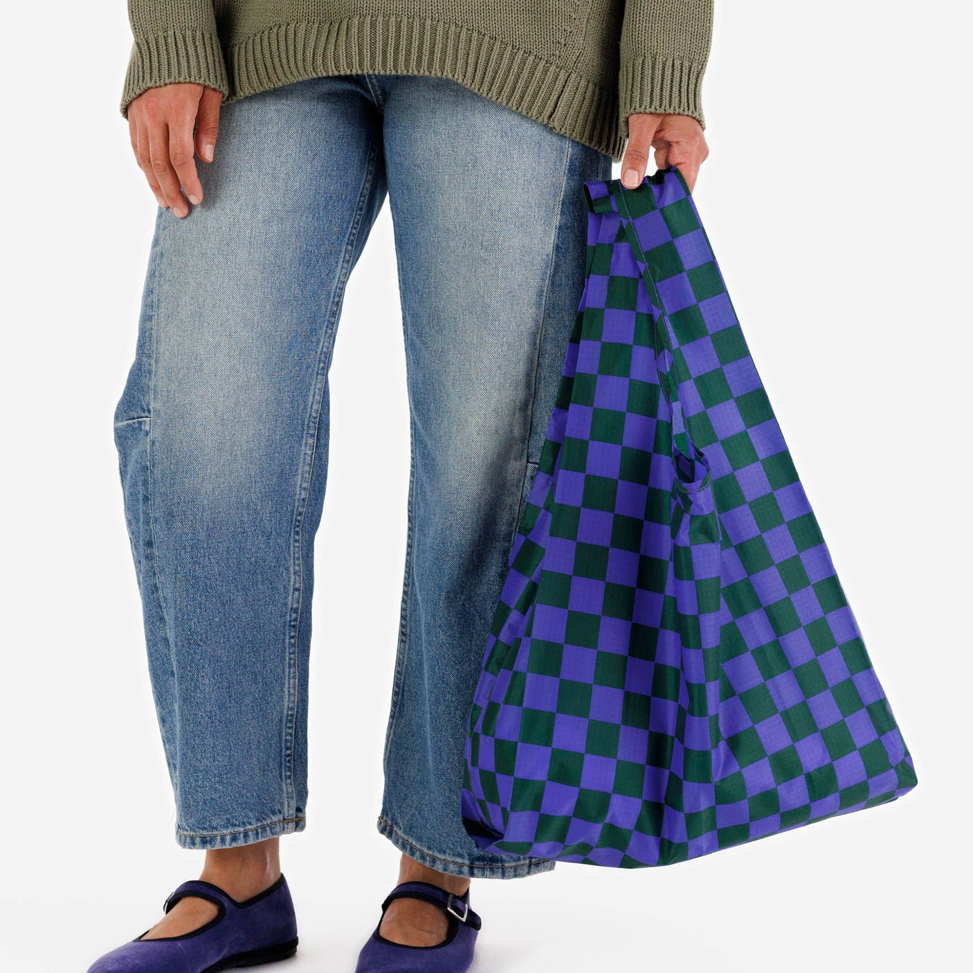 Baggu Standard Reusable Bag - Iris Green Check