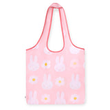 Pink bunny print tote bag with long handles