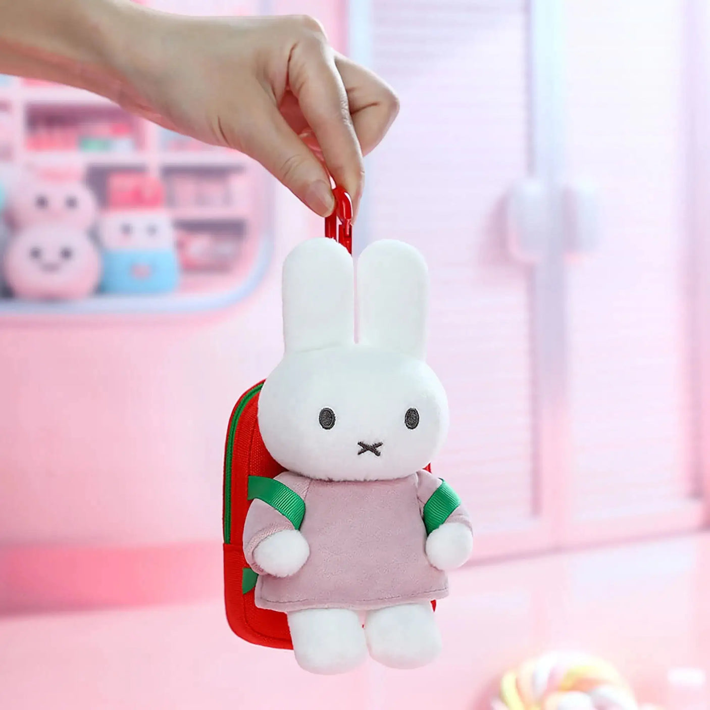 Plush Miffy bunny backpack keychain