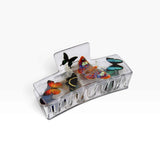 Clear box claw clip with multicolor butterflies set in the transparent top