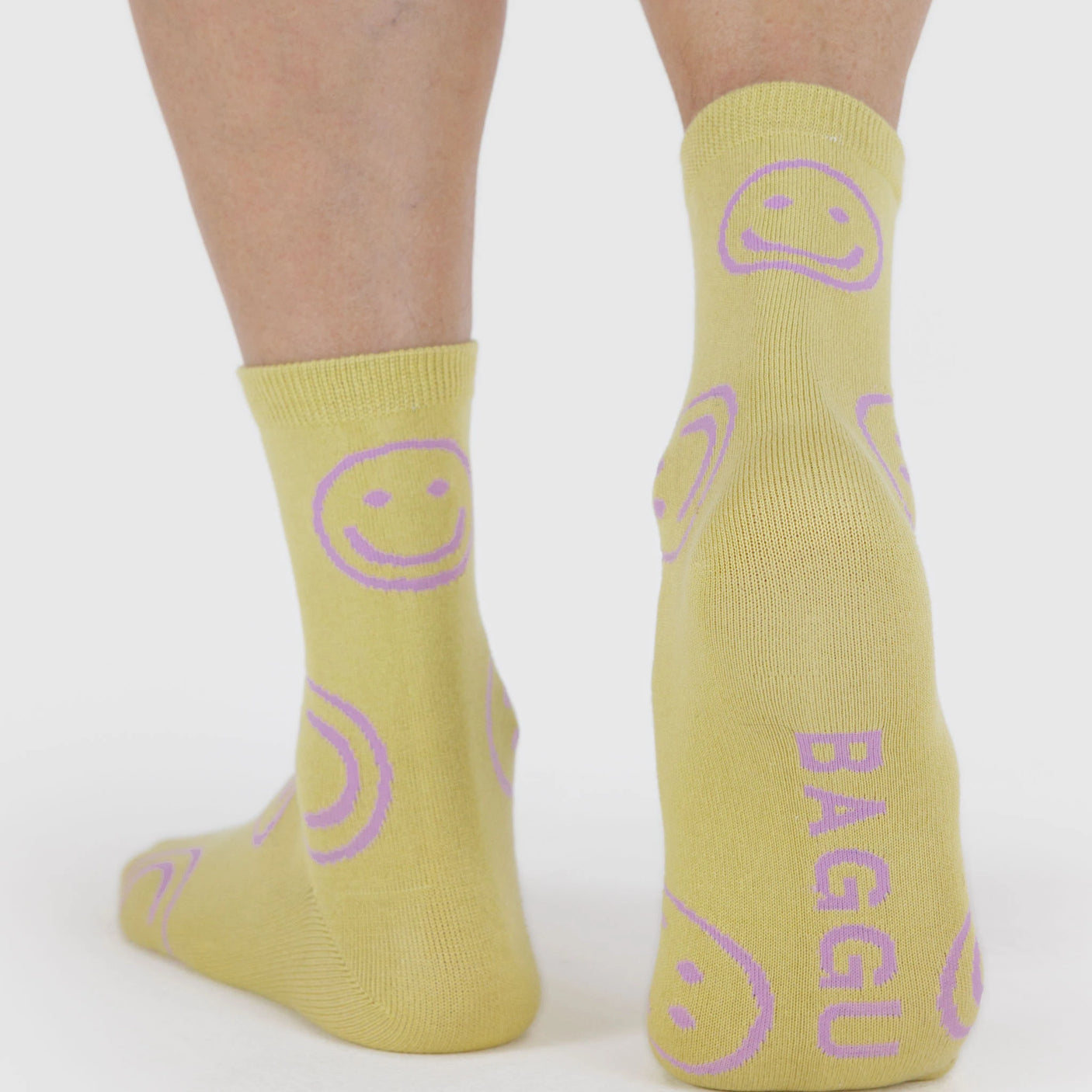 Baggu Crew Socks - Straw Happy