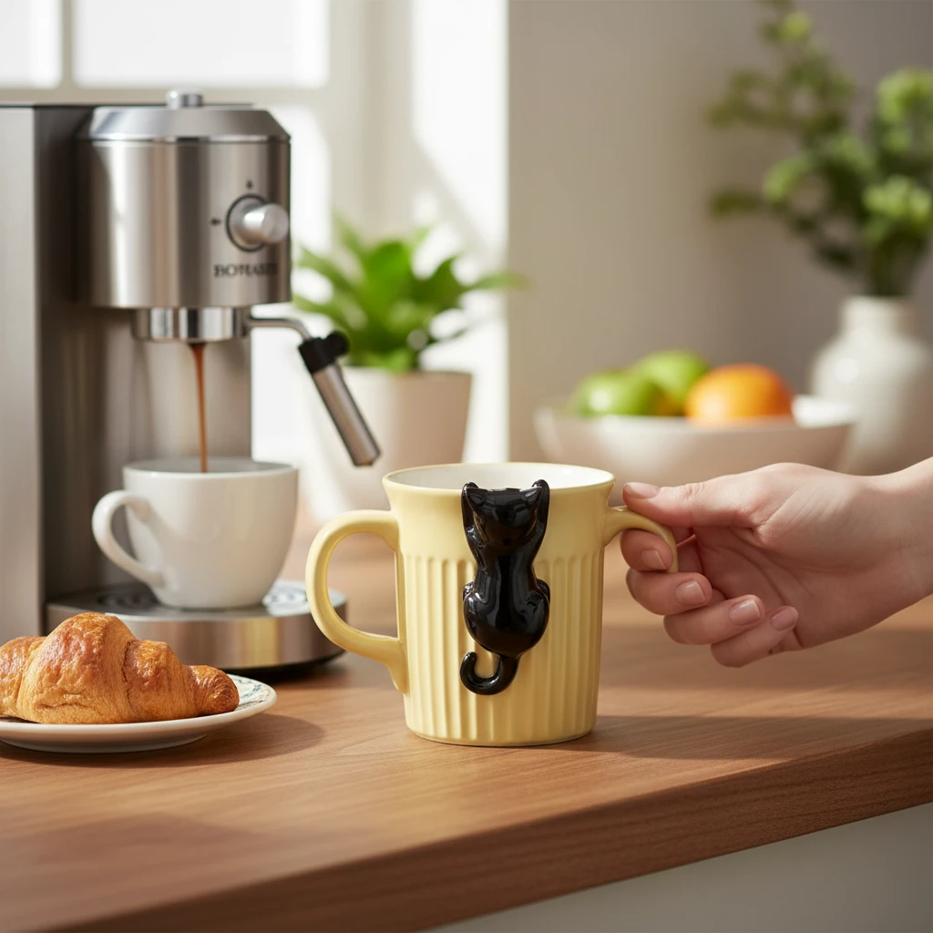 Decole Hanging Black Cat Mug