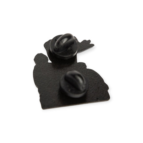 Reverse view of enamel pin showing black metal clasps on Frida Kahlo with monkeys enamel pin, file 6.webp