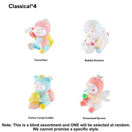 Four Finding Unicorn REPOLAR Day Dreams collectible figures in pastel costumes shown individually on white background