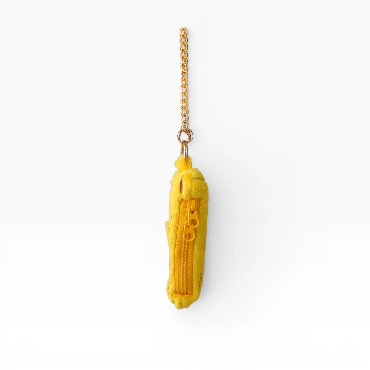 Banana plush AirPods case with gold chain, back view