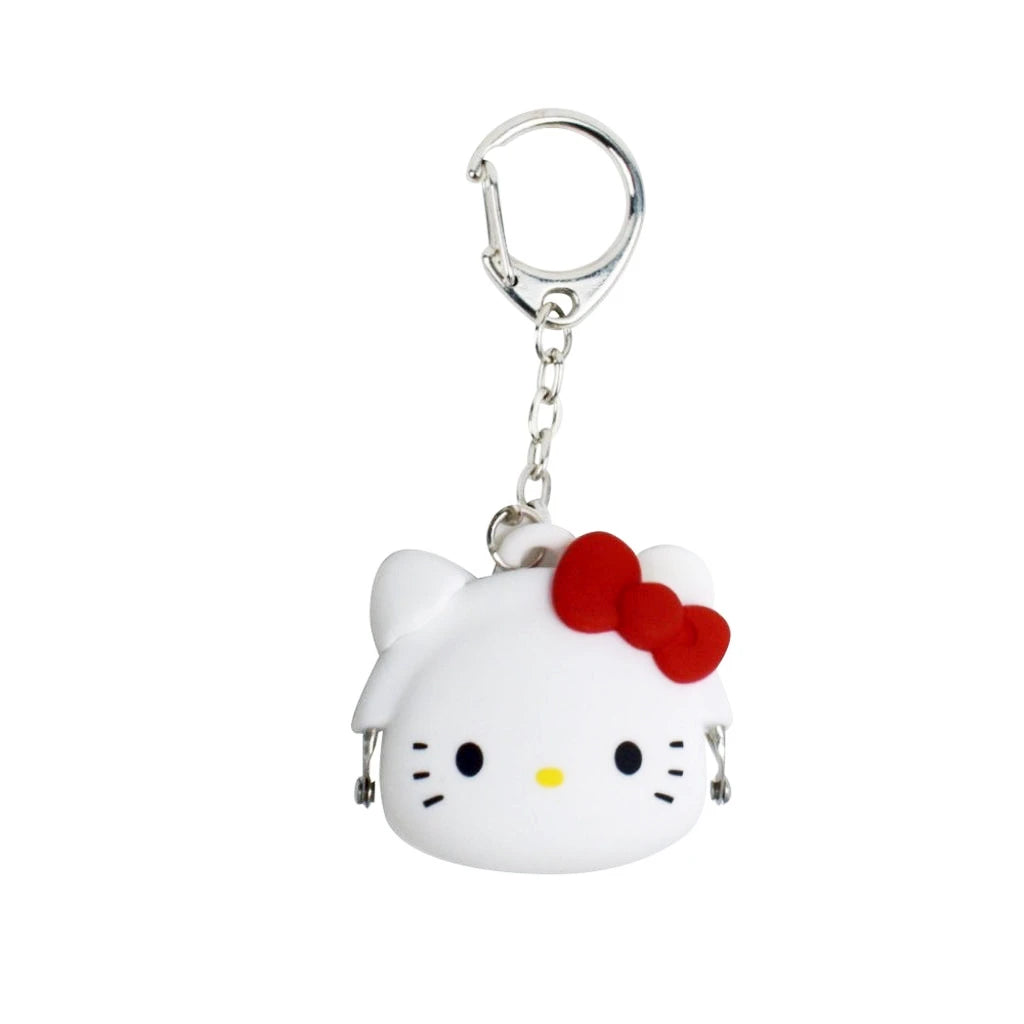 Charming Hello Kitty Pocket Pal - Keychain showcasing a cute cat with a red bow, complete with a metal clip. Ideal for Hello Kitty fans!.