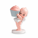 Kewpie holding things blind box figurine with blue bowl and pink heart topping