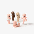 Mini blind box baby figure set with round bases, pink and brown versions