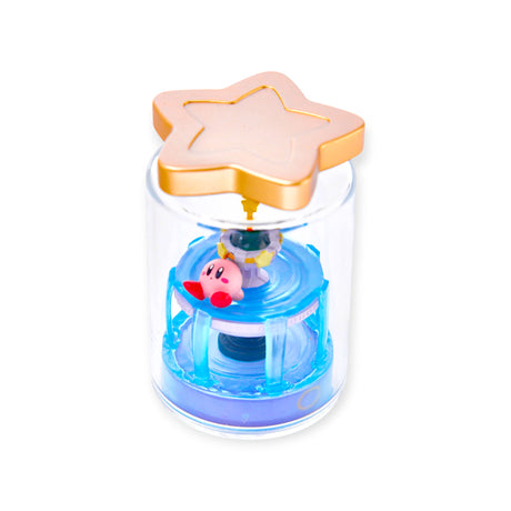 Kirby terrarium blind box jar with star-shaped gold lid and blue water base with Kirby