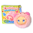 Pink plush Lovely Emma Rua Rua Zoo bag charm with vinyl face and ears, displayed next to colorful product box packaging