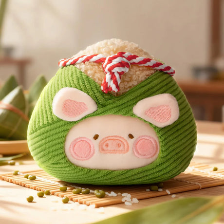 LuLu The Piggy - Dim Sum Food Hunter Keychain Blind Box featuring a plush piggy in a green textured dumpling costume by LuLu The Piggy