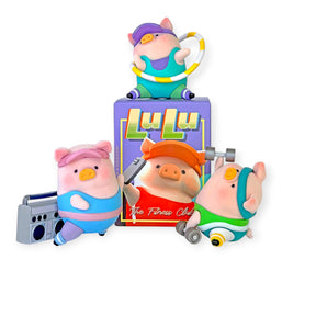 LuLu The Piggy - Fitness Club Blind Box flocked figures in colorful workout outfits with gym accessories by LuLu The Piggy