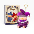 Blind box plush pig doll with purple outfit and gold-bell hat, plus Triangle packaging