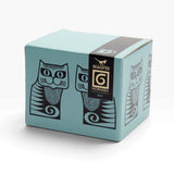 Teal gift box with cat graphic and Hornsea Magpie 6 mug label