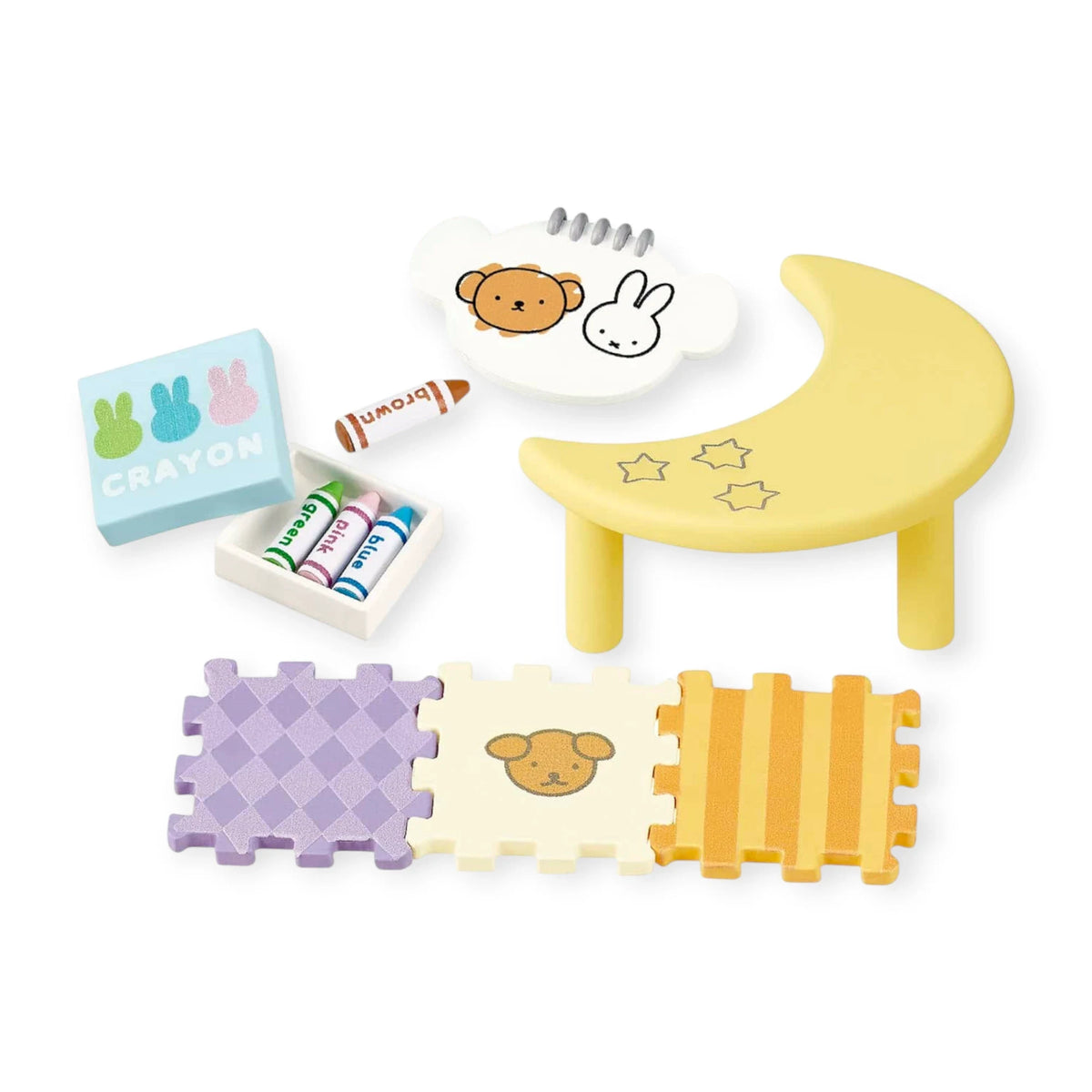 Baby room blind box accessory set with interlocking foam puzzle pieces and characters