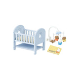 Baby room blind box accessory set with blue crib and hanging baby toys
