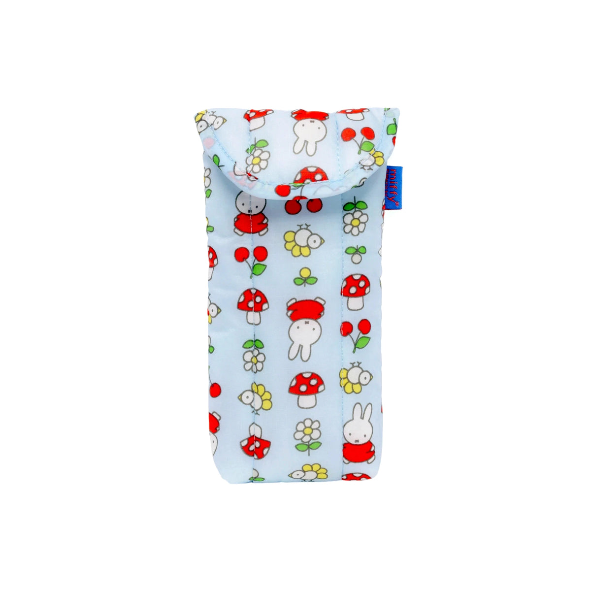 Puffy glasses sleeve in light blue with Miffy cartoon characters pattern
