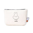 Off-white canvas zipper pouch with Miffy ghost line art front and black zipper
