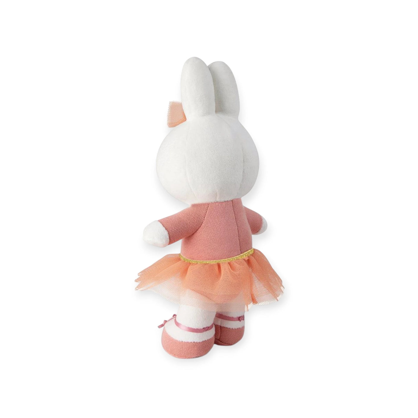 The limited edition Miffy Flower Dress Plush, 23cm, features a charming pink outfit with a tutu and striped socks to celebrate Miffy's 70th anniversary.