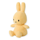 The buttercream corduroy Miffy Bunny Plush, crafted from recycled polyester, sits upright with its long ears against a white background.