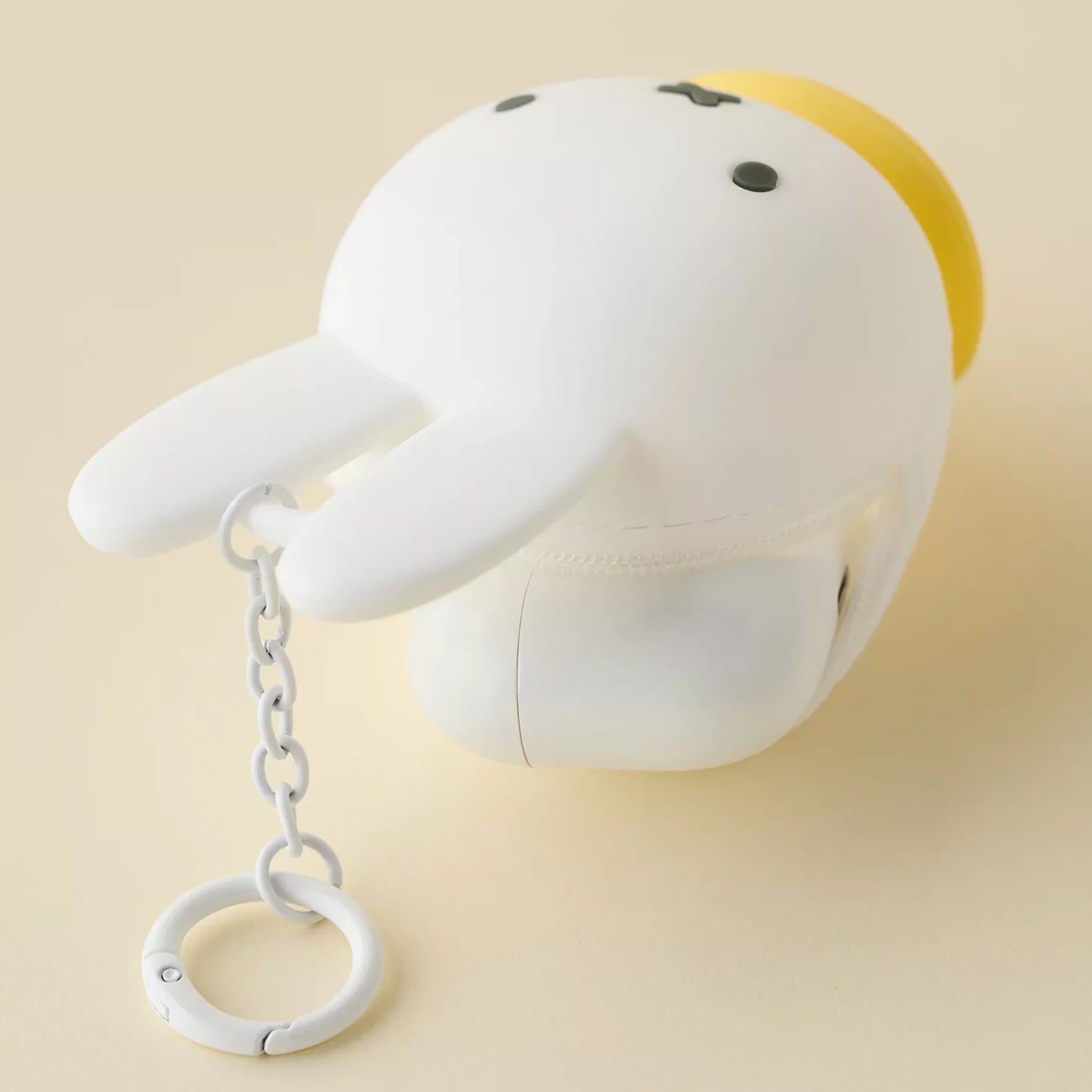 Miffy bunny coin pouch keychain, white plush bunny with metal chain and key ring.