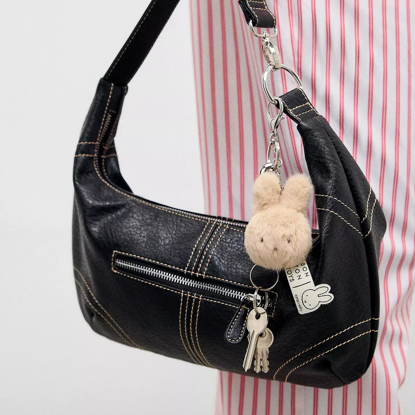 Miffy Fluffy Keychain - Beige