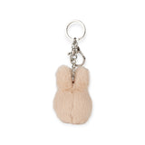 The Miffy Fuzzy Keychain - Beige, by Miffy, boasts a fluffy bunny ear charm in beige, attached to a metal ring and clasp for style and security. Sustainably soft, it adds playful elegance to any key set.