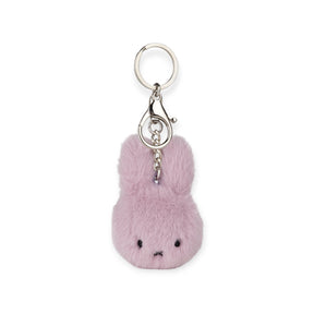 Lilac fluffy bunny keychain with metal ring and clasp