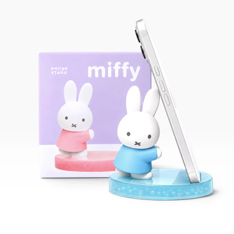 Miffy pearl phone stand with Miffy character, blue base and phone display support