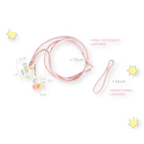 Pastel Miffy phone lanyard with star charm, pink cord and small bunny keychain