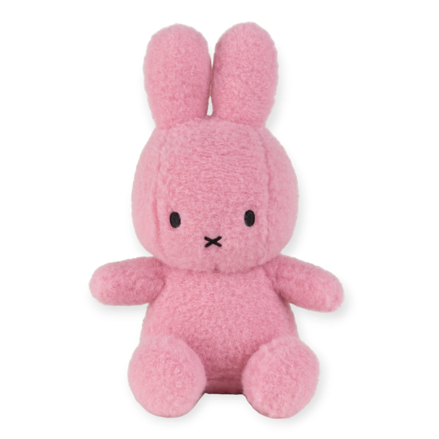 The Miffy Plush Cotton Candy - Rose 23cm toy, from the Miffy brand, features black eyes and a small X-shaped mouth.