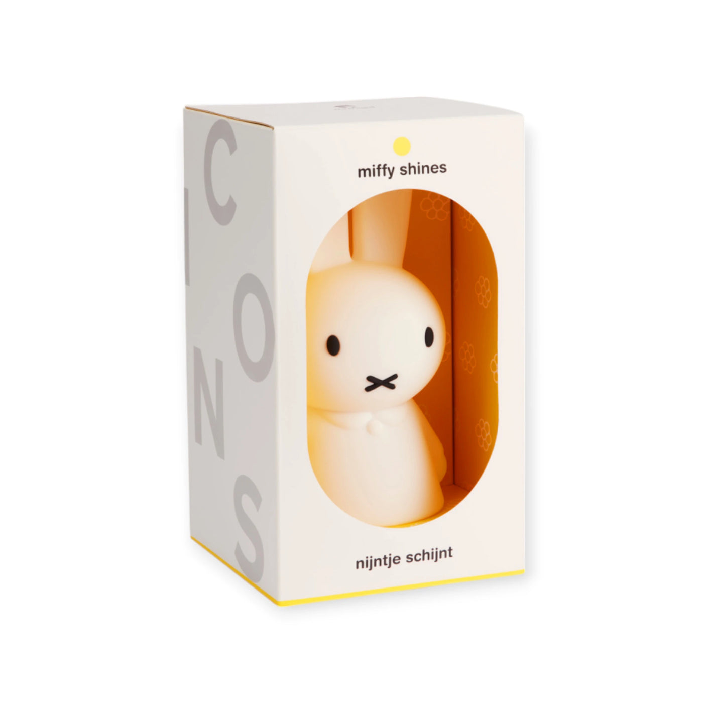 The Miffy Shines - Night Light (22cm), by the brand Miffy, is a rechargeable night light in an adorable bunny shape, showcasing touch-sensitive dimming capabilities and a sophisticated clear front display.