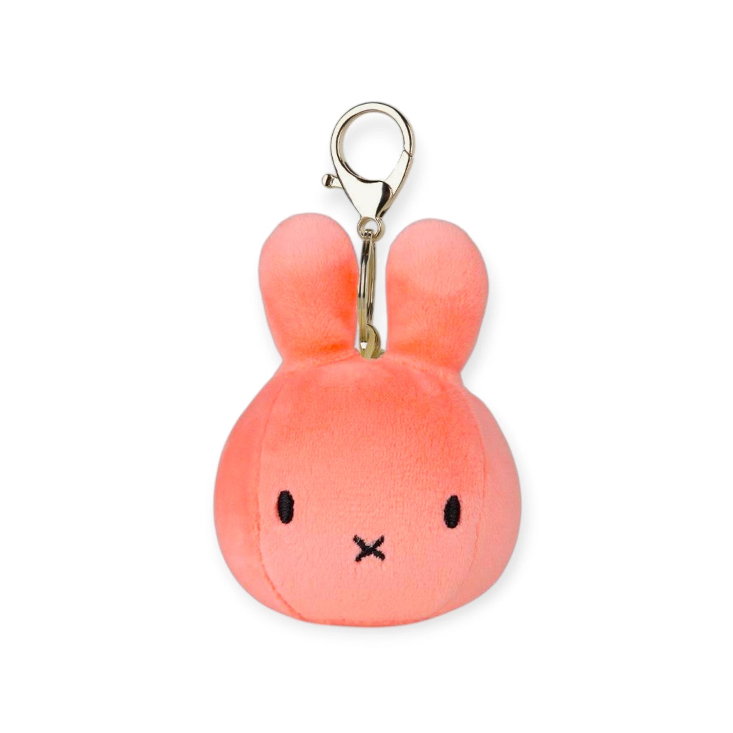 Miffy Squish Ball Keychain - Pink showing a soft peachy pink bunny keychain with metal clasp by Miffy