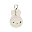 Miffy Squish Ball Keychain - White showing a soft white plush bunny with simple embroidered face and metal clasp by Miffy
