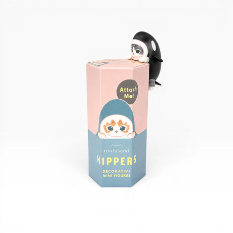 Mofusand Hippers blind box packaging with hooded penguin mini figure